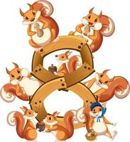 Eight squirrel attached to number eight vector