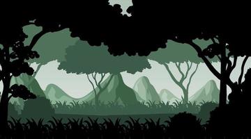 silueta, sombra, de, bosque, escena vector