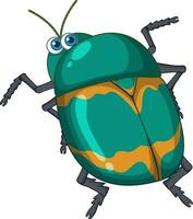 A green beetle cartoon character isolated vector