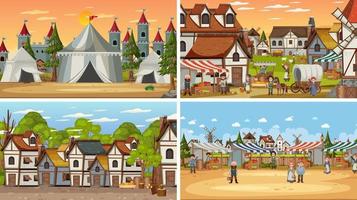 Set of different scene medieval vector