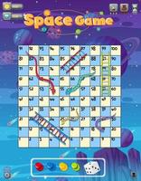 A snake ladder game template on space background vector