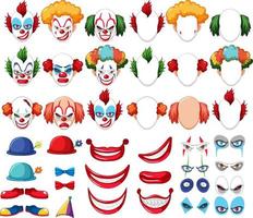 conjunto de expresión facial de payaso vector