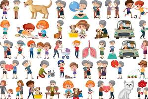 conjunto de diferentes actividades personas en estilo de dibujos animados vector