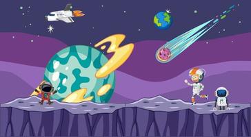 Two astronaut explore the planet vector