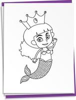 Hand drawn mermaid on paper vector