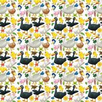 Seamless background with ducks and ducklings vector