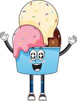 Ice cream cartoon character on white background vector