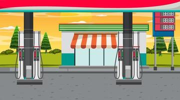 Gas station cartoon scene vector