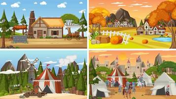 Set of different scene medieval vector