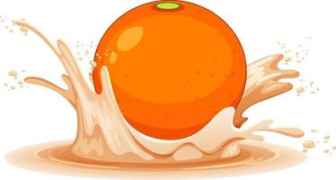 un chapoteo de agua con naranja sobre fondo blanco vector