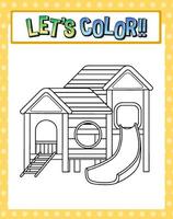 Worksheets template with lets color text and playground slide outline vector