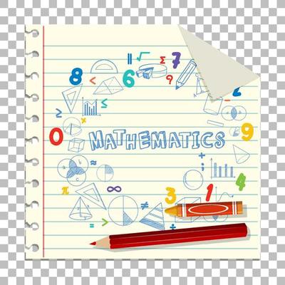 Doodle math formula with Mathematics font on notebook page