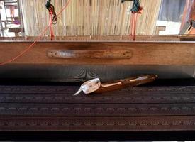 Small weaving looms made from wood used for weaving in rural Thai households. photo