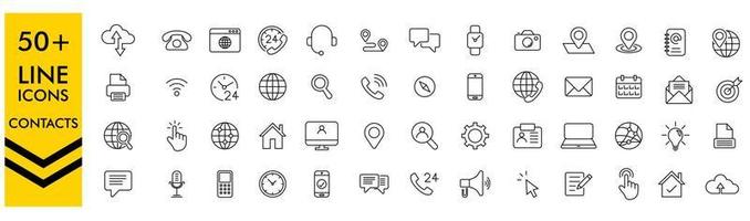 iconos de contacto e iconos sociales, iconos de contacto establecer iconos de negocios establecer vector