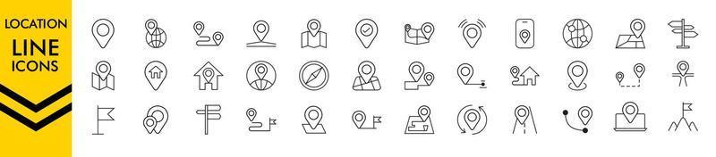 Location icons set. Navigation icons set. Map pointer icons set. Location symbols. Vector illustration