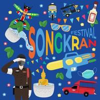 El festival Songkran 2022 es el tradicional año nuevo tailandés. concepto abril asombroso en tailandia vector