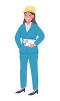 Female architect semi flat color vector character