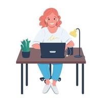 Self-employed woman semi flat color vector character