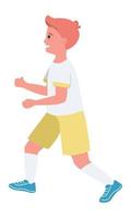 Young male athlete participating in marathon semi flat color vector character