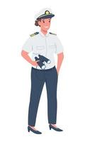 Female cruise ship captain semi flat color vector character