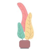 Colorful leaves in pot semi flat color vector object. Full sized item on white. Original houseplant for office and bedroom simple cartoon style illustration for web graphic design and animation