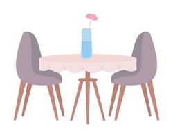 Table with tablecloth and chairs semi flat color vector object