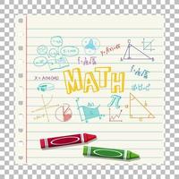 Doodle math formula with Mathematics font on notebook page vector