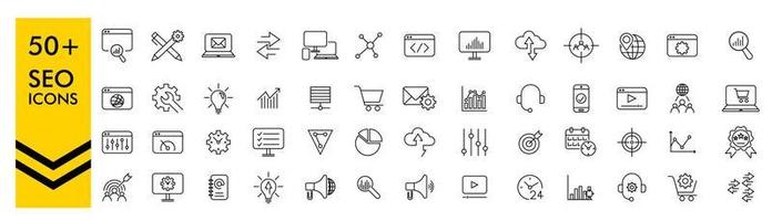 SEO icons set - Search Engine Optimization SEO icon collection. Simple vector illustration.