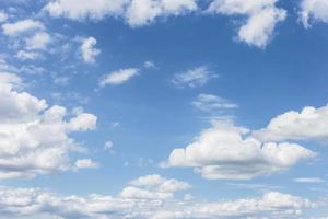 clear blue sky with plain white cloud with space for text background. The vast blue sky and clouds. blue sky background with tiny clouds nature. photo