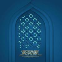 lujoso arte islámico para tarjetas de felicitación con textura de mezquita de puerta realista con mosaico ornamental. ilustrador vectorial