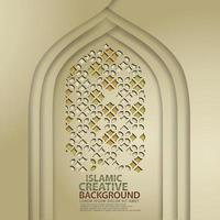 Luxurious Islamic art for greeting card with realistic door mosque texture with ornamental of mosaic. Vector illustrator