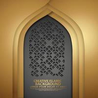 Luxurious Islamic art for greeting card with realistic door mosque texture with ornamental of mosaic. Vector illustrator