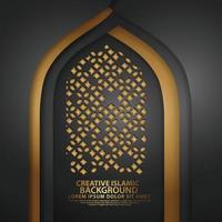 Luxurious Islamic art for greeting card with realistic door mosque texture with ornamental of mosaic. Vector illustrator