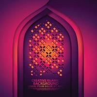 lujoso arte islámico para tarjetas de felicitación con textura de mezquita de puerta realista con mosaico ornamental. ilustrador vectorial