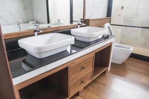 Sanitary ware, elegant hand wash basin photo