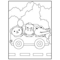 Cute Animals Coloring pages for kids vector