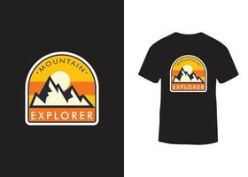 plantilla de diseño de camiseta de montaña vector