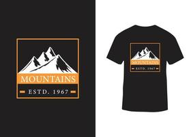 plantilla de diseño de camiseta de montaña vector