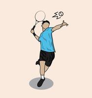 ilustración de dibujos animados de tiro de tenis vector