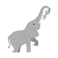 linda ilustración de vector plano de elefante. gran mamífero de dibujos animados aislado en blanco