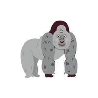 Gorilla flat vector illustration. Cute cartoon primat character on white