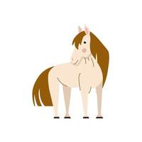 Cute horse cartoon vector illustration isolated on white background. Cute and funny farm horse with friendly face