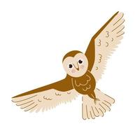 Owl cute vector illustration. Forest bird cartoon character isolated on white background