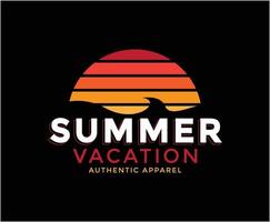 diseño de camiseta de vector de ilustración de vacaciones de verano