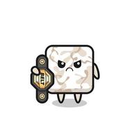 ceramic tile mascot character as a MMA fighter with the champion belt vector