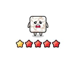 the illustration of customer bad rating, ceramic tile cute character with 1 star vector