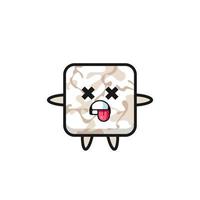character of the cute ceramic tile with dead pose vector