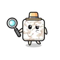 ceramic tile detective character is analyzing a case vector