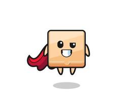 the cute pizza box character as a flying superhero vector