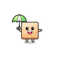 cute pizza box illustration holding an umbrella vector